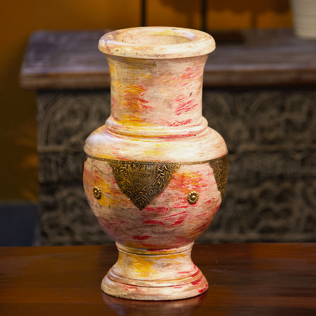 Wooden Pot Distressted Pink Wooden Pot Distressted Pink